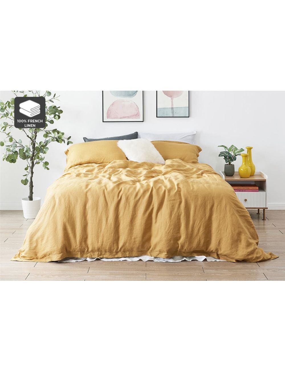 Nnekge French Linen Quilt Cover Set Turmeric Queen Liz Jordan