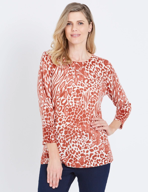 W.Lane Abstract Animal Printed Pullover Top, hi-res image number null