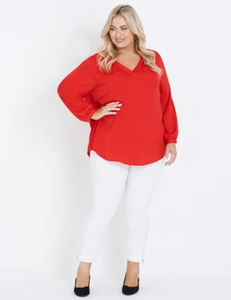 Autograph Long Sleeve Hammered Satin Blouse