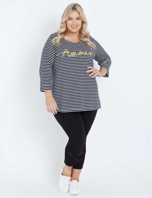 Autograph Striped Boat Neck Top, hi-res image number null
