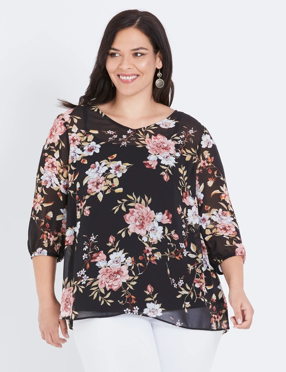 Autograph Floral Overlay Blouse, hi-res image number null