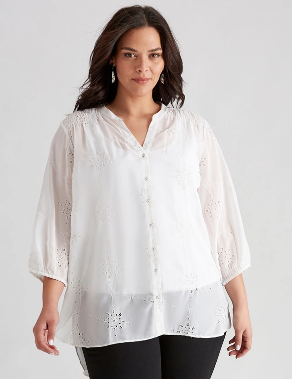 Autograph Chiffon Embroidered Shirt, hi-res image number null
