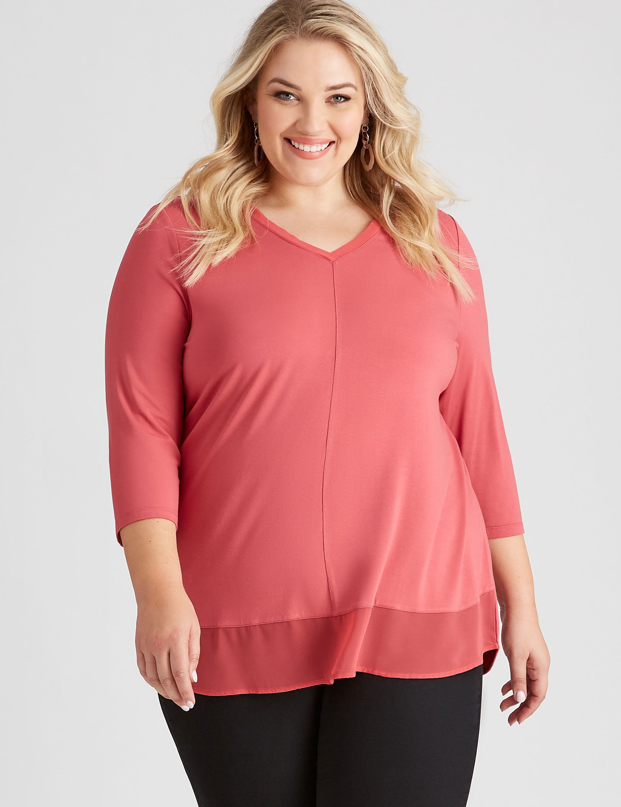 Autograph 3/4 Sleeve Chiffon Mix Media Top | EziBuy Australia