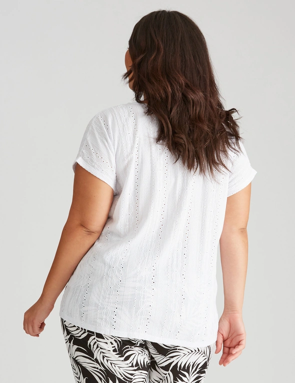 Autograph Knitwear Short Sleeve Textured Lace Top, hi-res image number null