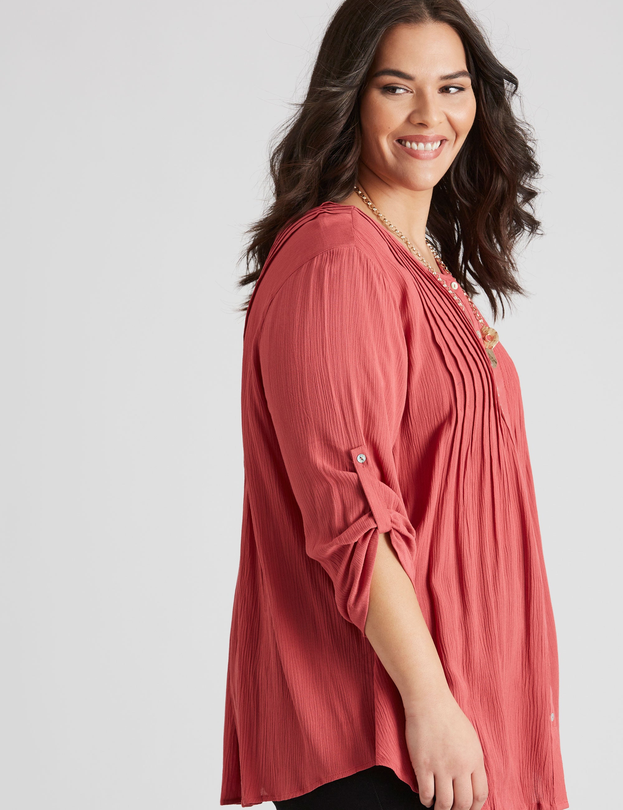 Autograph Woven Pintuck Tunic | EziBuy Australia