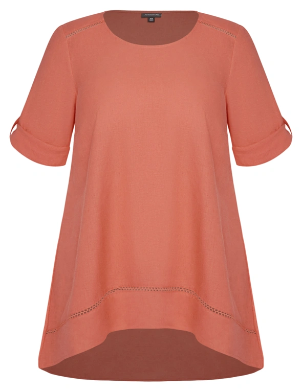 Autograph Woven Elbow Sleeve Linen Blend Top, hi-res image number null