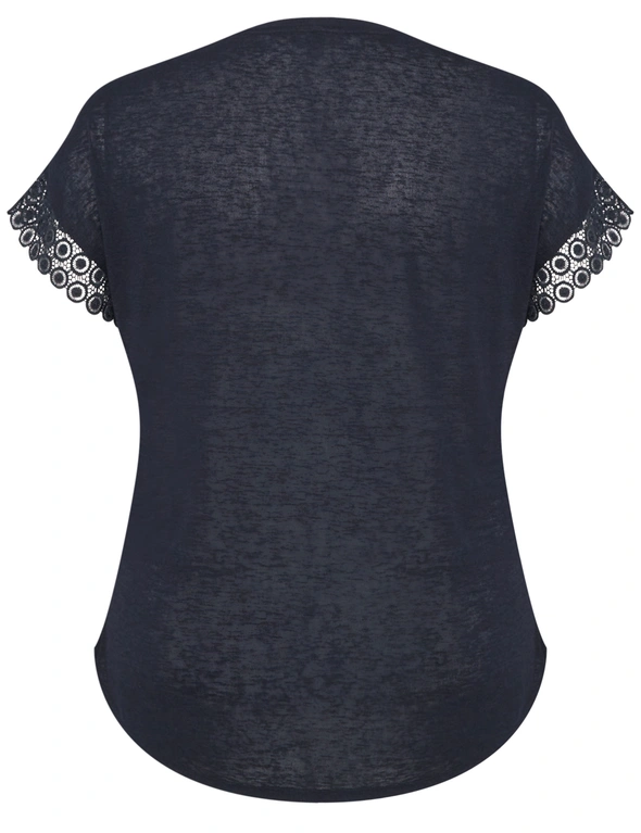 Autograph KnitwearShort Sleeve Lace Trim Top, hi-res image number null