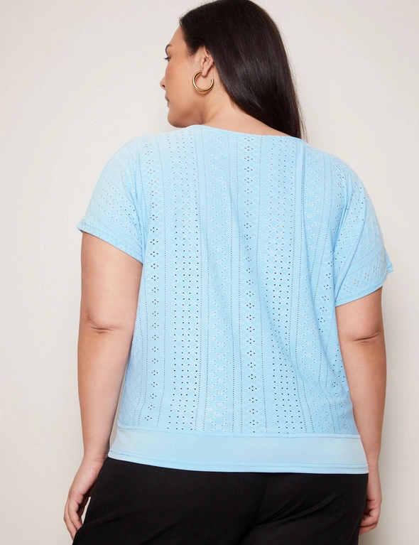 Autograph Knitwear Extended Sleeve Button Through Broderie Top, hi-res image number null