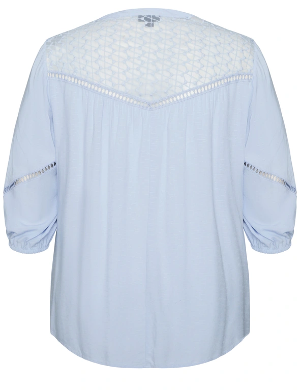 Autograph Woven 3/4 Sleeve Lace trim Top, hi-res image number null