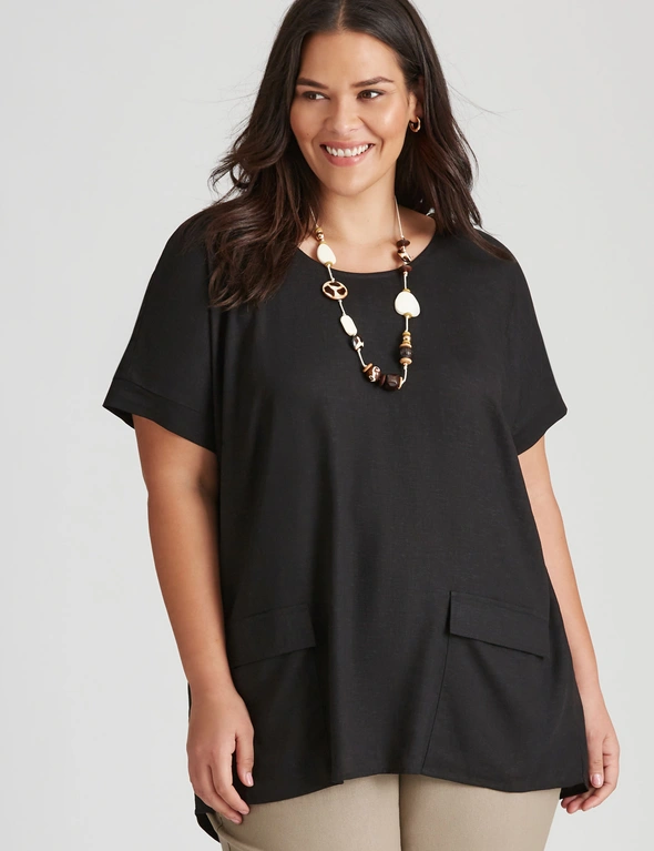 Autograph Woven Short Sleeve Pocket Tunic Top, hi-res image number null