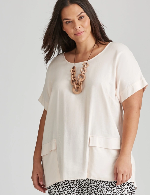 Autograph Woven Short Sleeve Pocket Tunic Top, hi-res image number null