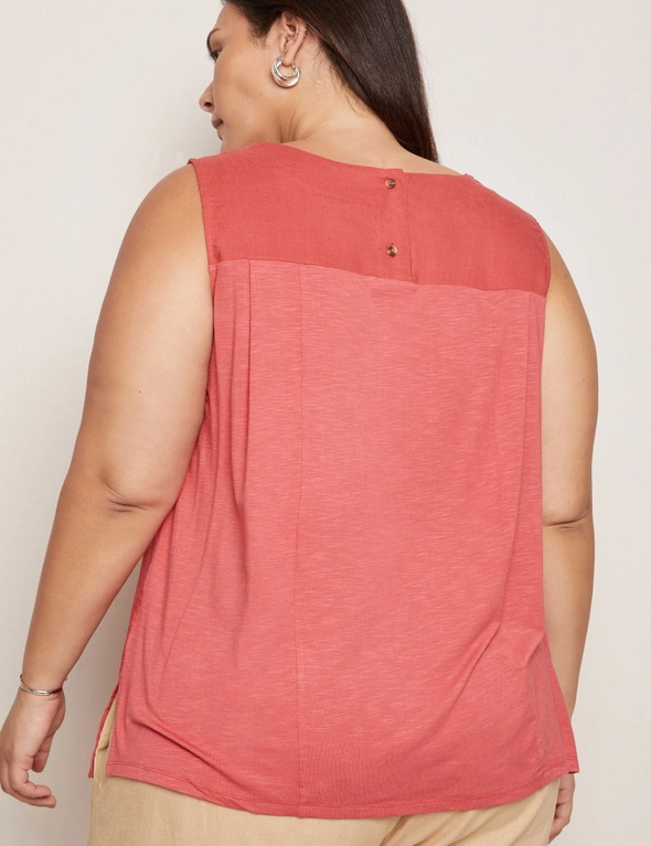 Autograph Knitwear Back Woven Front Sleeveless Shell Top, hi-res image number null