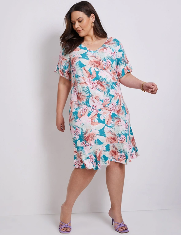 Autograph Woven Short Sleeve Flounce Shift Dress, hi-res image number null