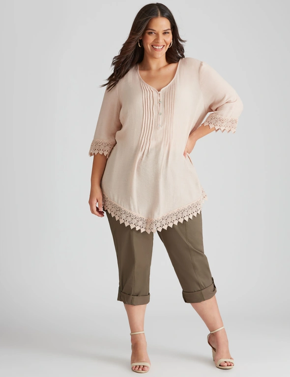 Autograph Woven Pintuck Lace Tunic, hi-res image number null
