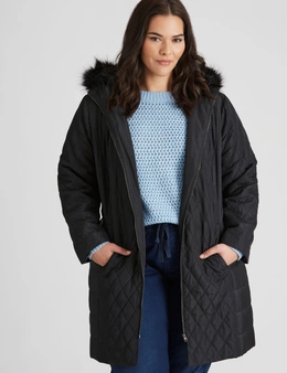 Autograph Woven Longline Belted Puffer Coat