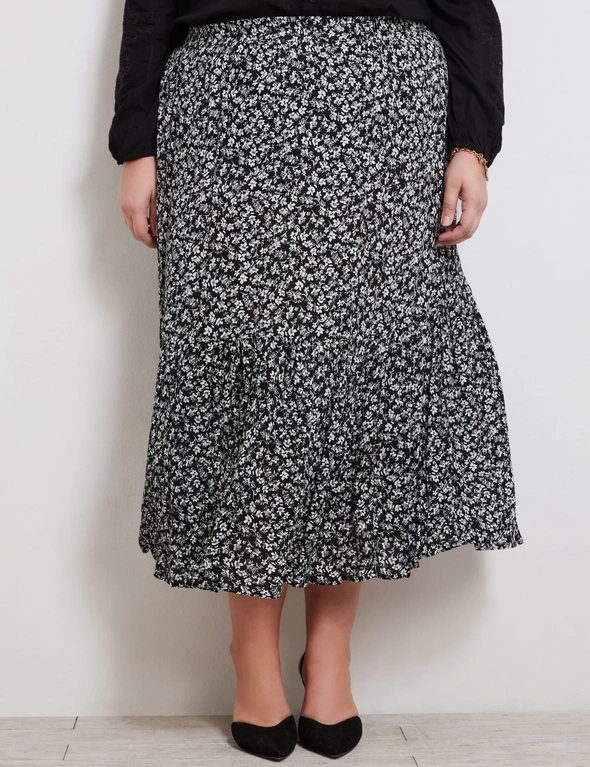 Autograph Woven Midi Curved Hem Skirt, hi-res image number null