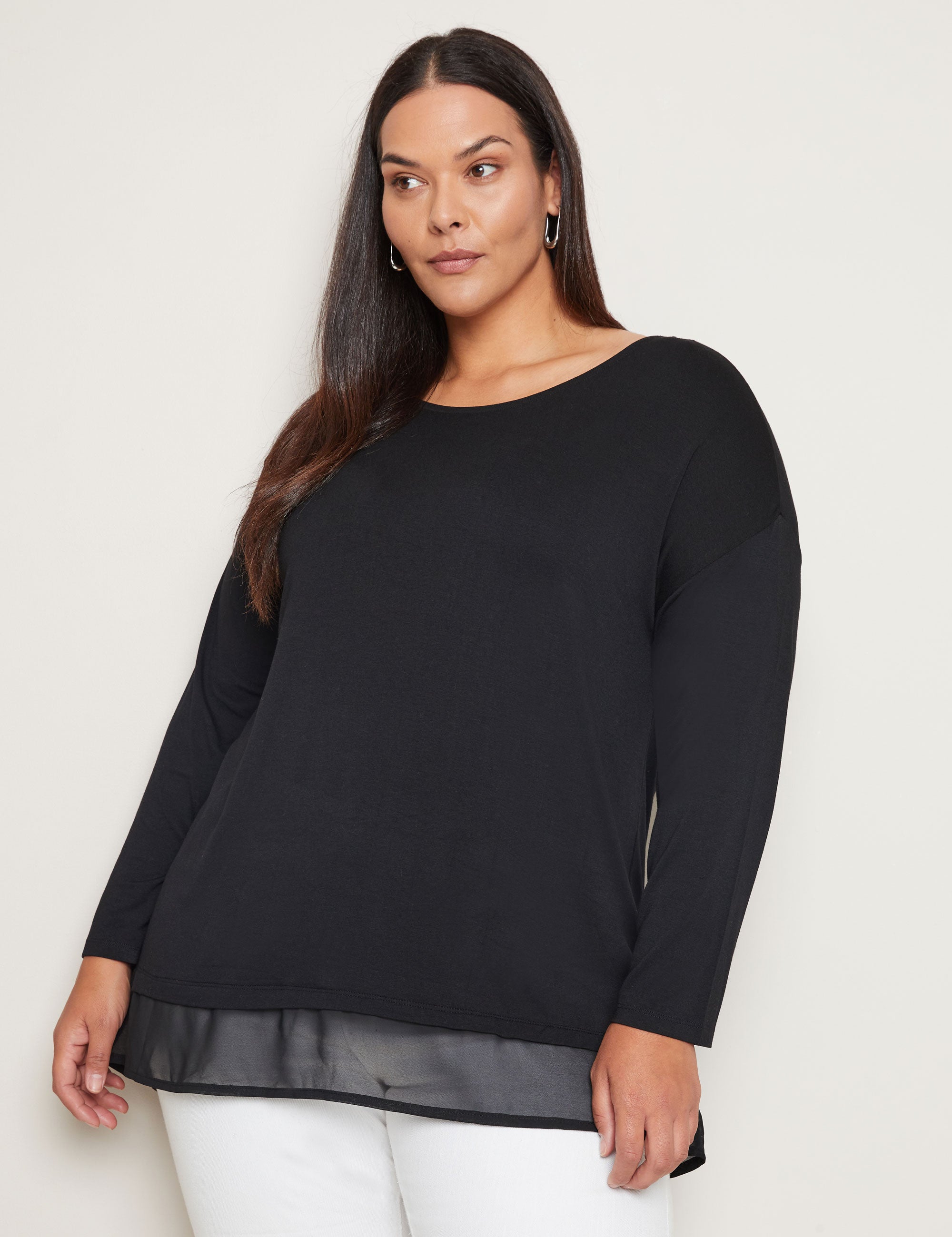 Autograph Long Sleeve Mixed Media Tunic | EziBuy Australia