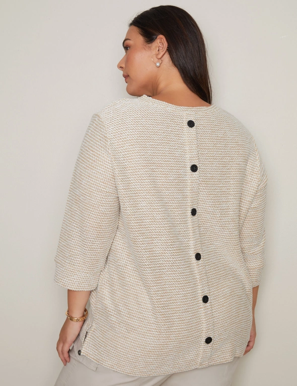Autograph Knitwear Long Sleeve Button Back Textured Top, hi-res image number null