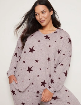 Autograph Printed Fluffy Long Sleeve Hoodie Top