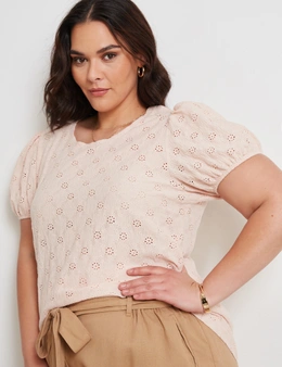 Autograph Knitwear Short Sleeve Lace Textured Top