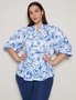 Autograph Woven Short Sleeve Smocked Collar Top, hi-res
