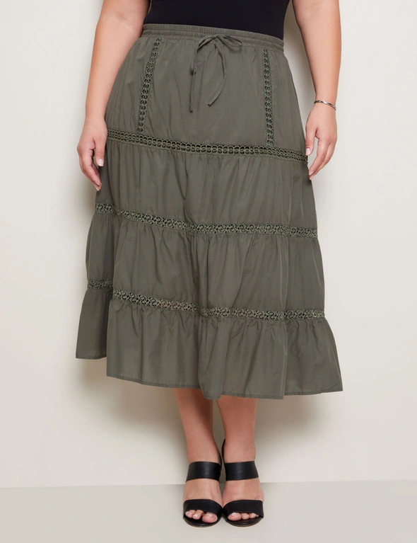 Autograph Woven Lace Trim Midi Skirt, hi-res image number null