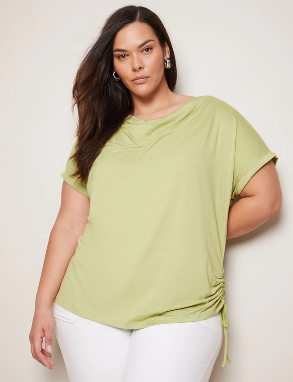 Autograph Knitwear Drape Neck Ruched Side Top, hi-res image number null