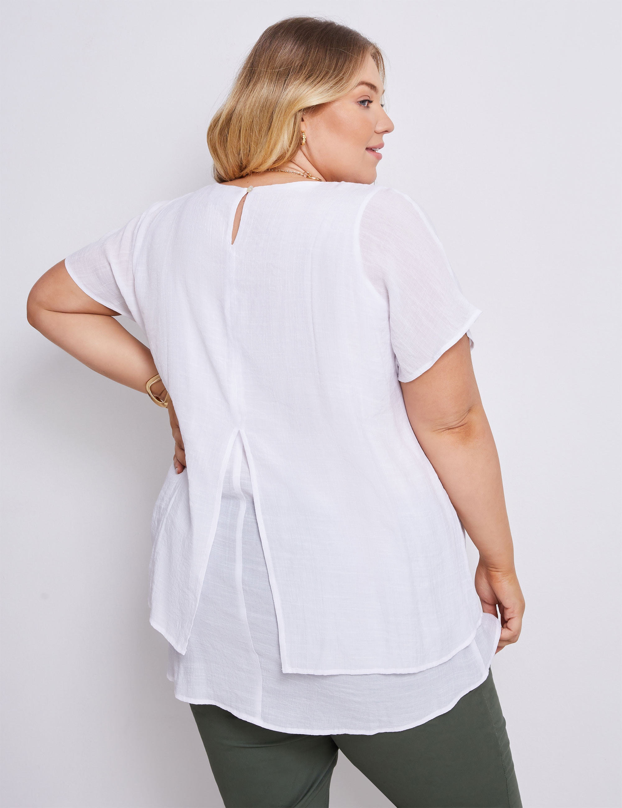 AUTOGRAPH - Plus Size - Womens Tops - Woven Double Layer Top