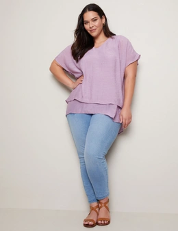 Autograph Extended Sleeve Double Layer V Neck Top