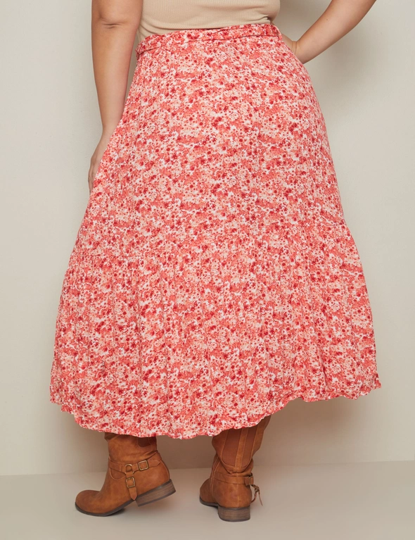 Autograph Woven Belted Midi Tiered Skirt, hi-res image number null