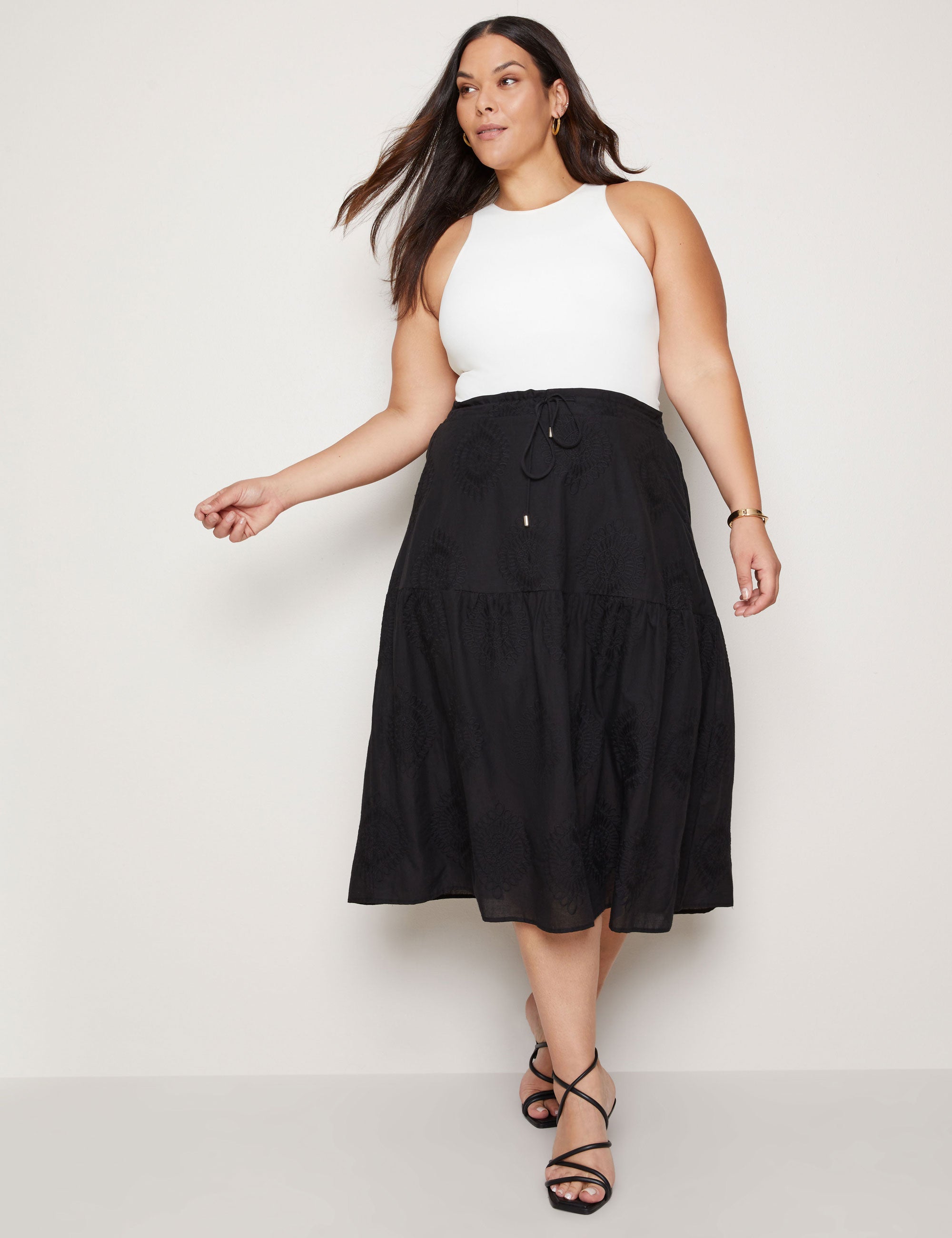 Autograph Woven Embroidered Chiffley Midi Skirt | EziBuy Australia