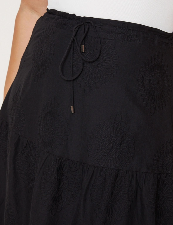 Autograph Woven Embroidered Chiffley Midi Skirt, hi-res image number null