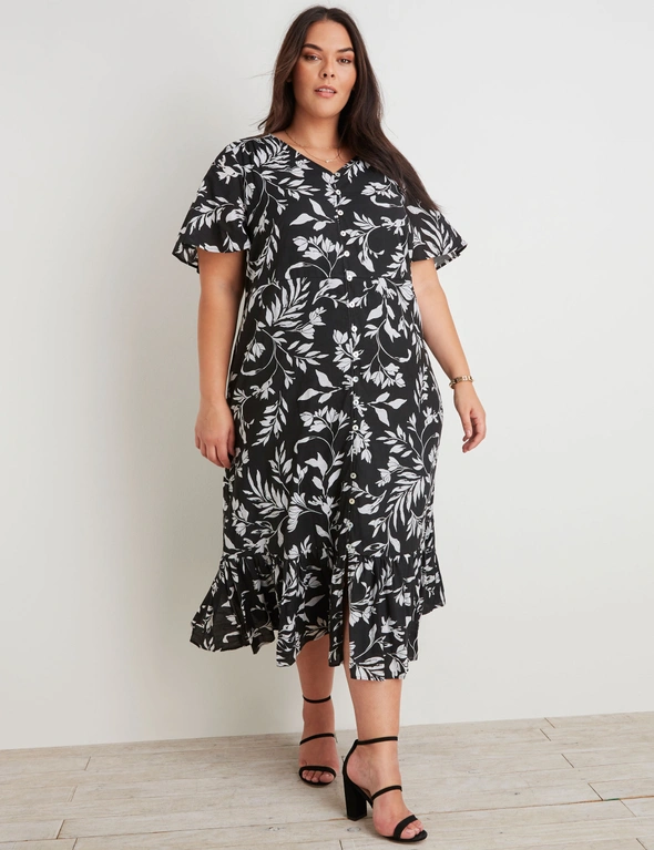 Autograph Woven Flutter Frill Midi Dress, hi-res image number null