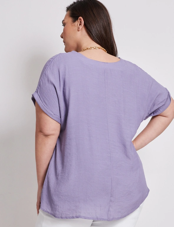Autorgaph Woven Extended Sleeve Button Through Double Layer Top, hi-res image number null