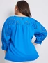 Autograph Woven 3/4 Sleeve Embroidered Top, hi-res