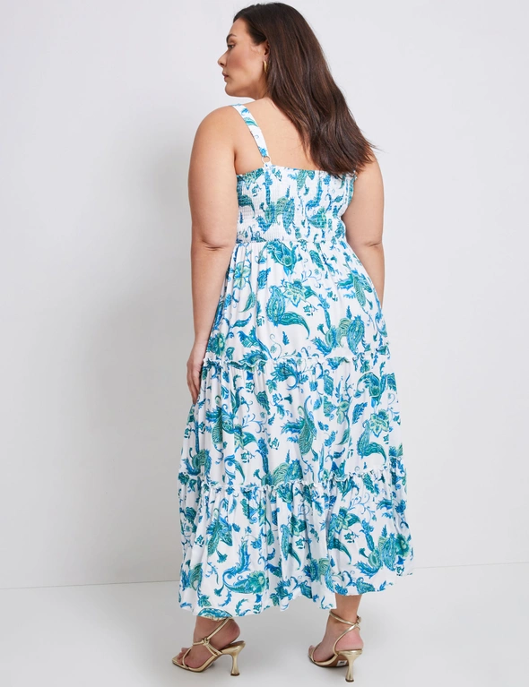 Autograph Woven Strappy Shirred Bodice Midi Dress, hi-res image number null
