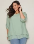 Autograph Woven Elbow Sleeve Roll Up Sleeve Double Layer Top, hi-res