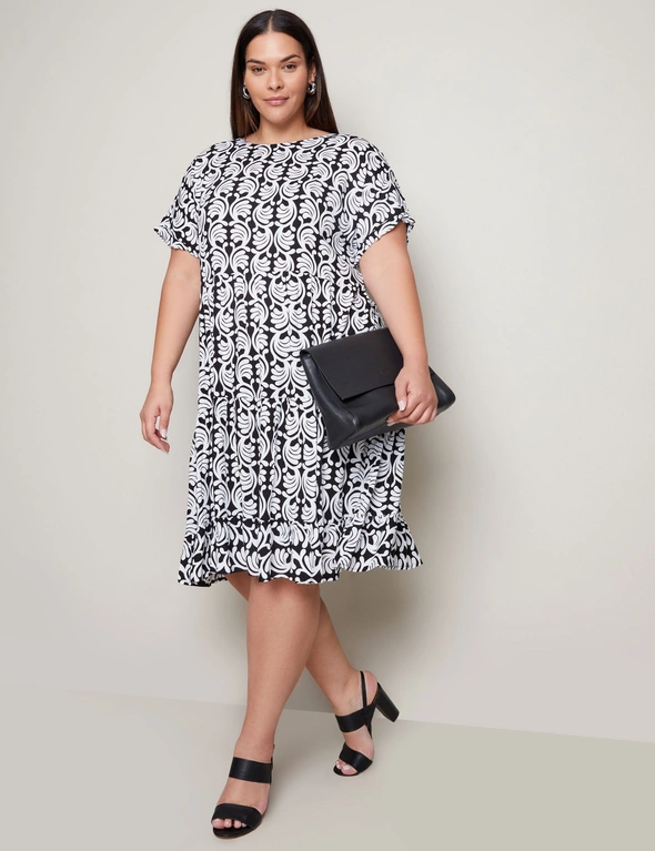 Autograph Short Sleeve Tiered Midi Summer Dress, hi-res image number null
