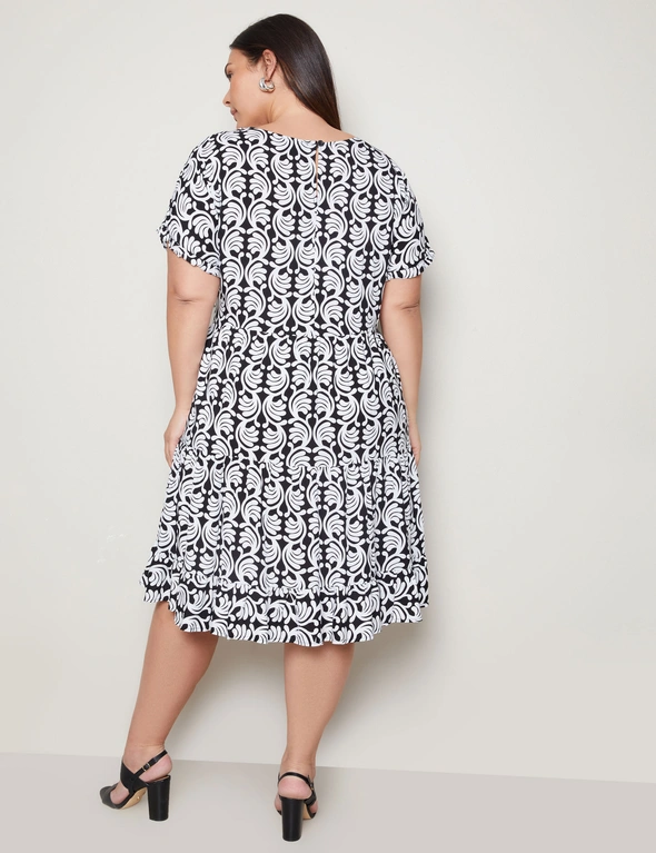 Autograph Short Sleeve Tiered Midi Summer Dress, hi-res image number null