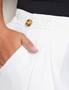 Autograph Woven Button Trim Linen Blend Crop Pants, hi-res