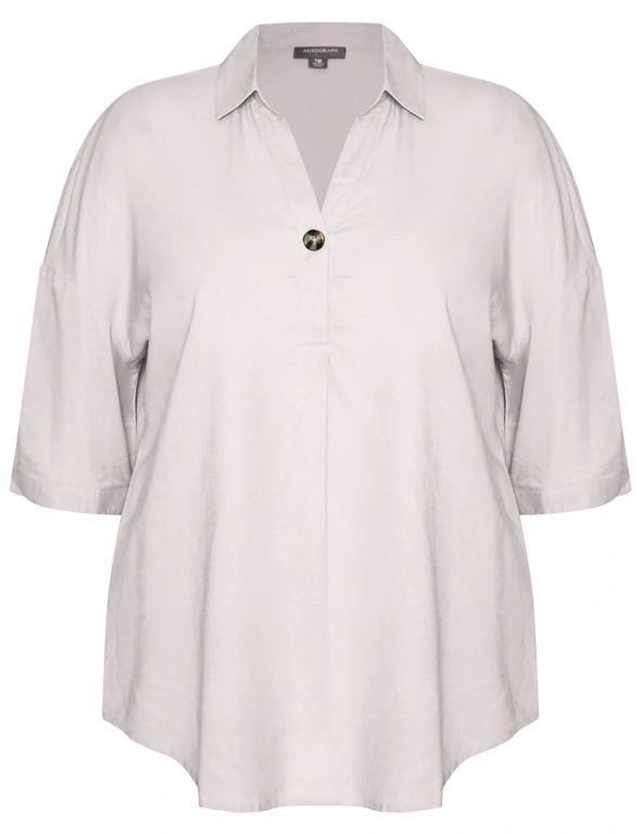 Autograph Woven Linen Blend Longline Pull on Shirt, hi-res image number null