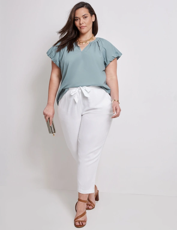 Autograph Full Length Belted Linen Pants, hi-res image number null