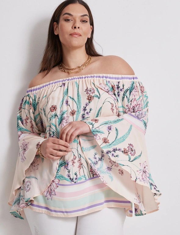 Autograph 3/4 Flounce Sleeve Off The Shoulder Top, hi-res image number null