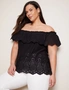 Autograph Off The Shoulder Embroidered Knit Top, hi-res