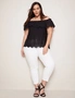 Autograph Off The Shoulder Embroidered Knit Top, hi-res