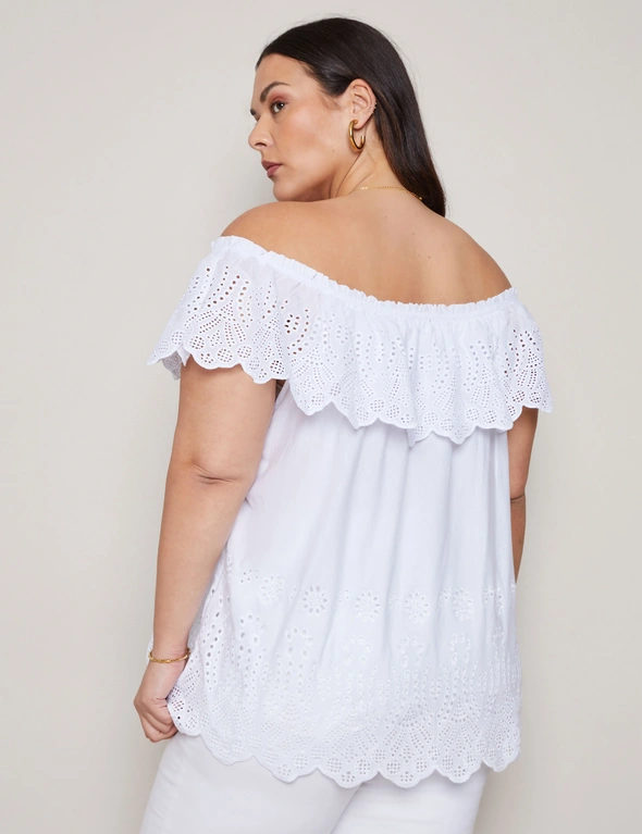Autograph Off The Shoulder Embroidered Knit Top, hi-res image number null