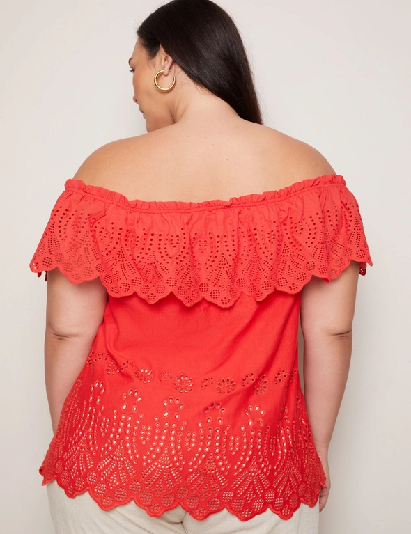 Autograph Off The Shoulder Embroidered Knit Top, hi-res image number null