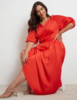Autograph 3/4 Sleeve Shirred Front Maxi Dress
