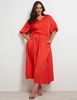 Autograph 3/4 Sleeve Shirred Front Maxi Dress
