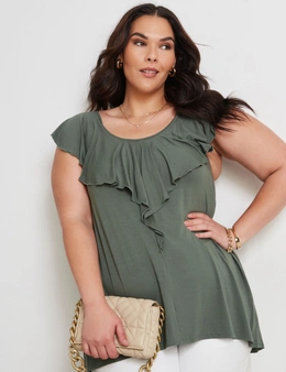 Autograph Extended Sleeve Ruffle V Knitwear Top